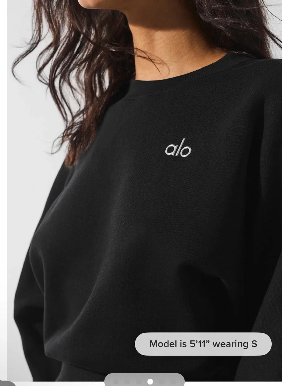 ALO Yoga Black Cropped Crewneck Sweatshirt NWOT